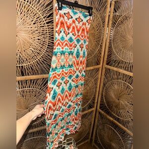 Women’s Orange & Teal Patterned Maxi skirt